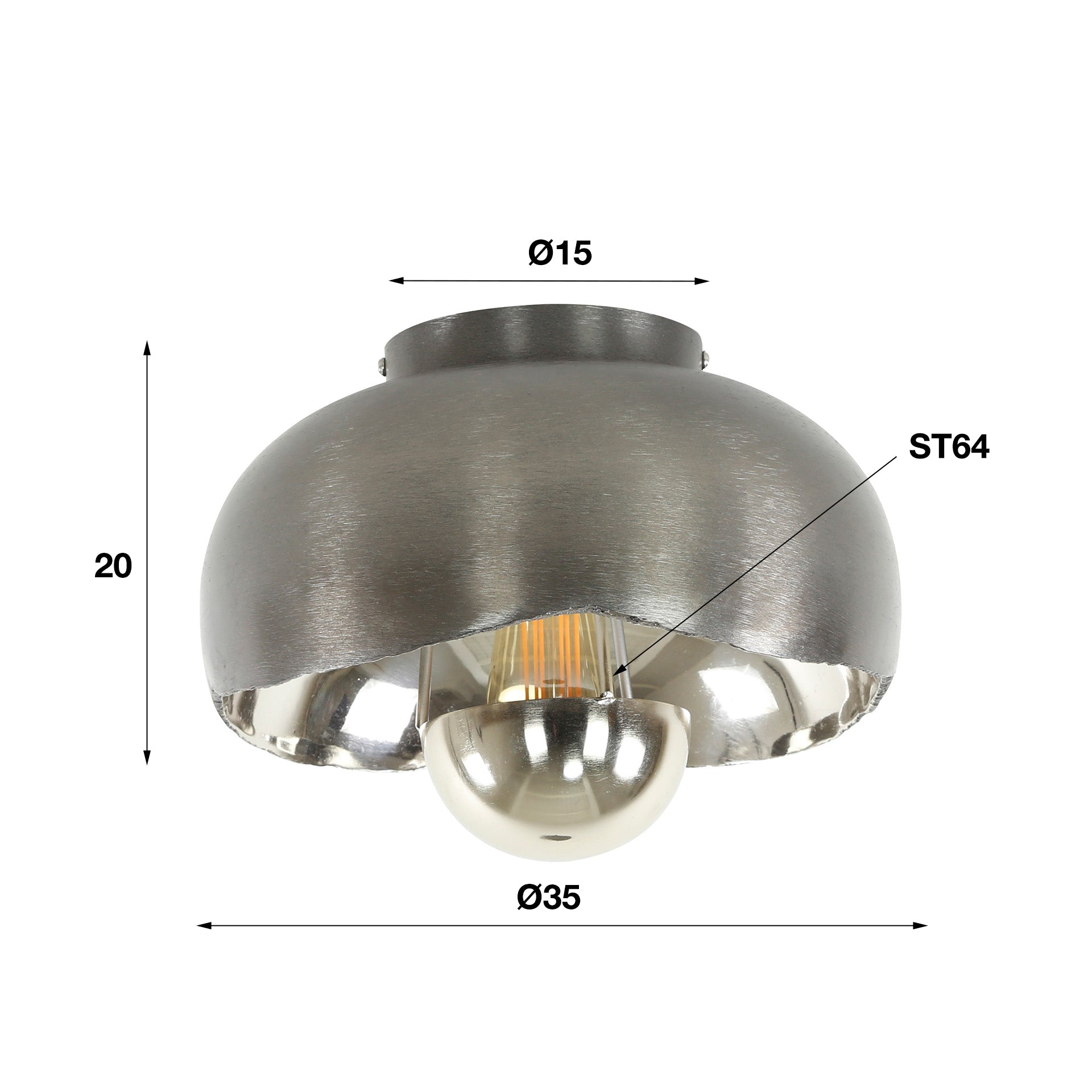 Plafondlamp Zwart Nikkel 35 cm
