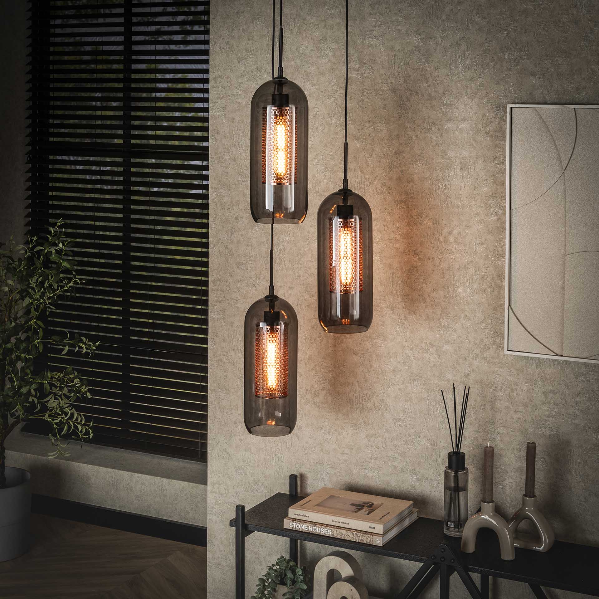 Hanglamp Smoke Glass - Trapeze Design