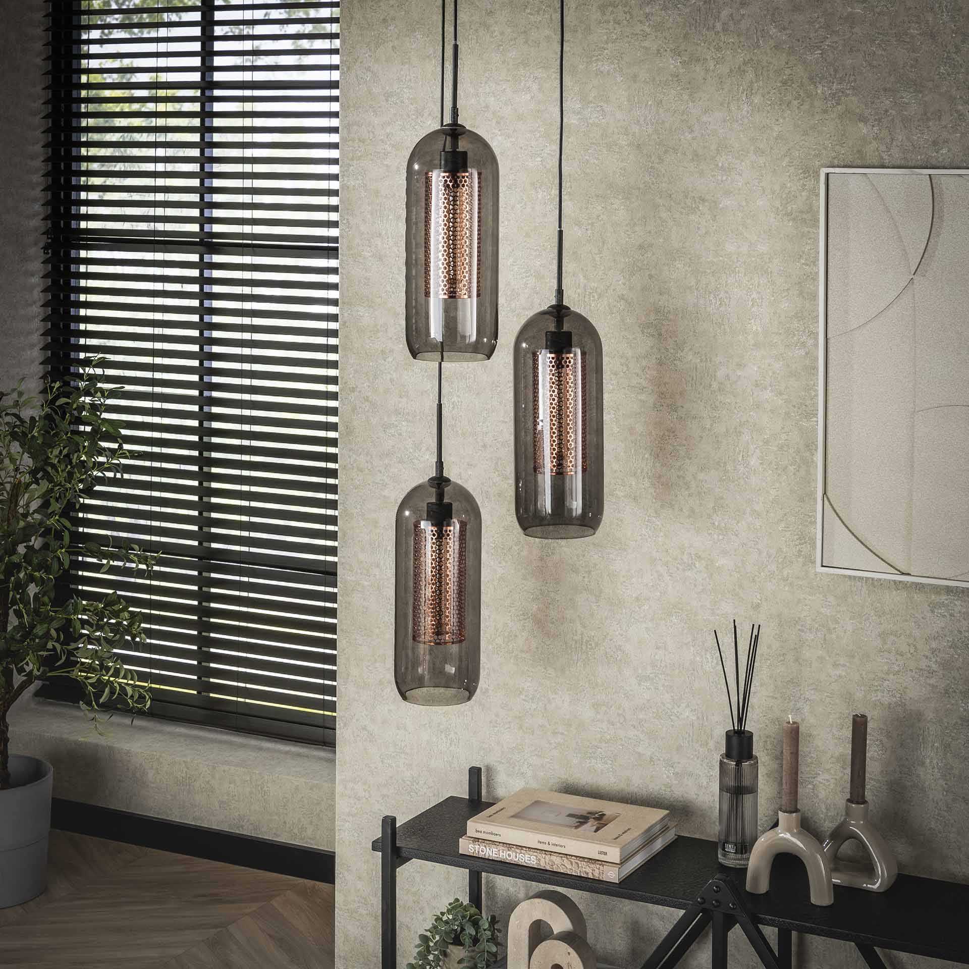 Hanglamp Smoke Glass - Trapeze Design