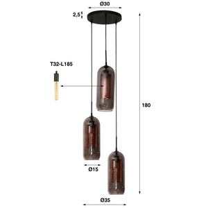 Hanglamp Smoke Glass - Trapeze Design