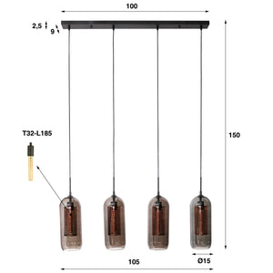 Hanglamp Smoke Mesh - 4-lamps