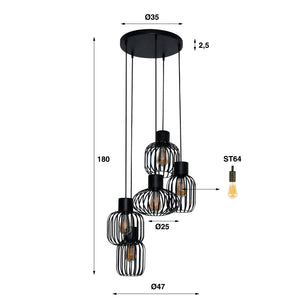 Hanglamp Metaal Mix - 5 Lichts