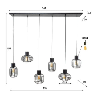 Hanglamp Mix Metal - 6 lichtpunten