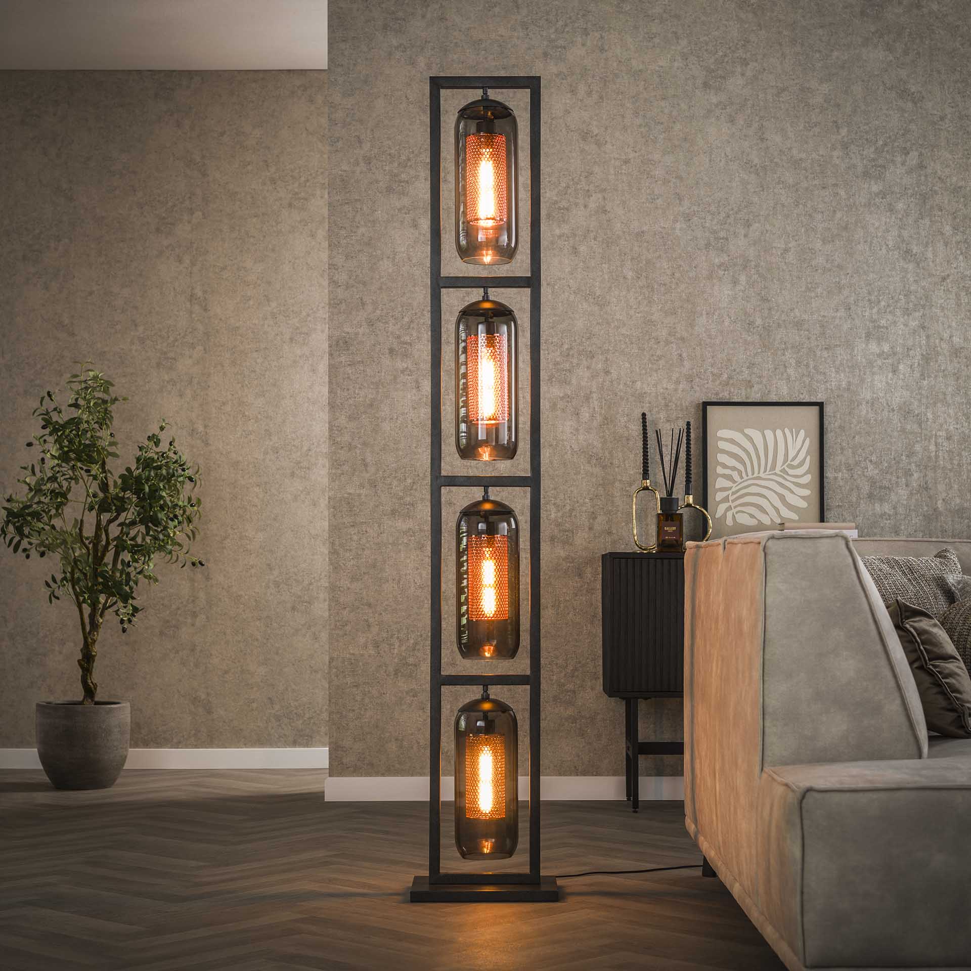 Vloerlamp Tower - 4 lichtpunten