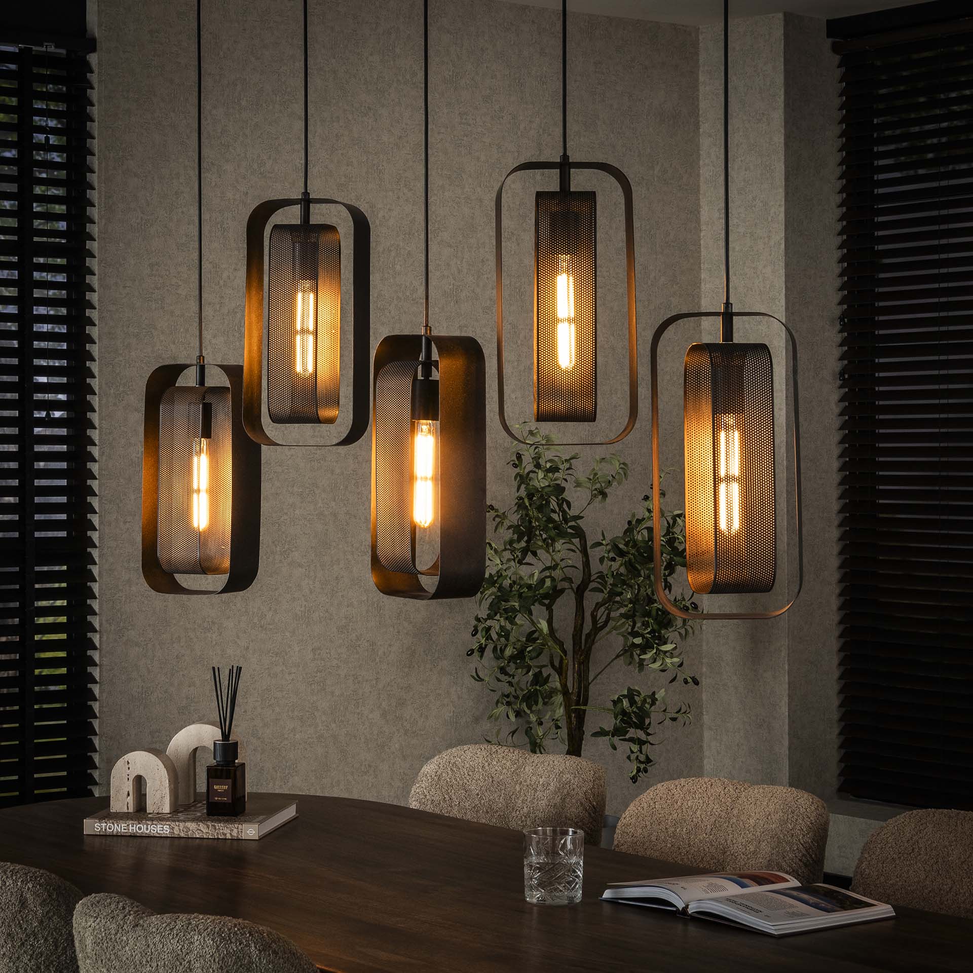 Hanglamp Mesh Rotate 5L - Zwart