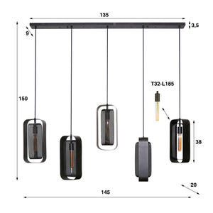 Hanglamp Mesh Rotate 5L - Zwart