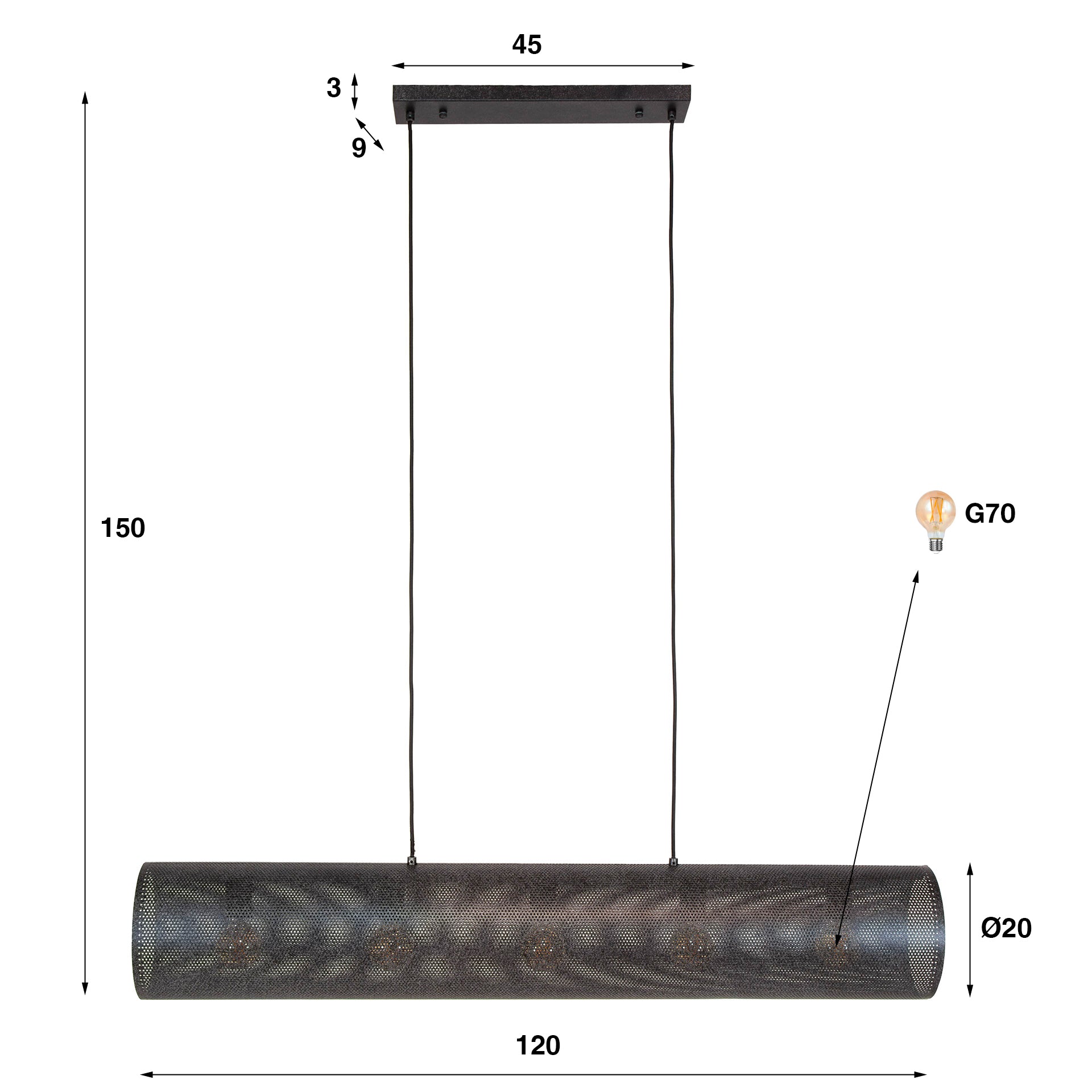 Hanglamp Mesh Zwart