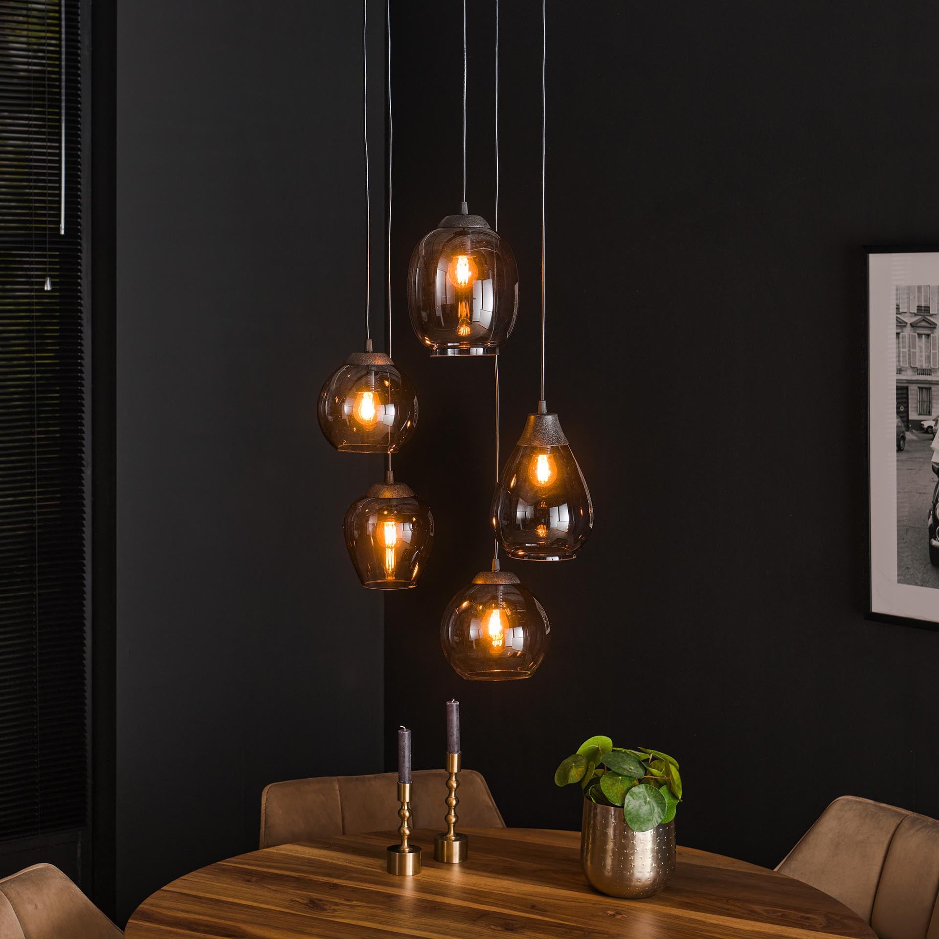 Hanglamp Glazen Kappen - 5 Lichts