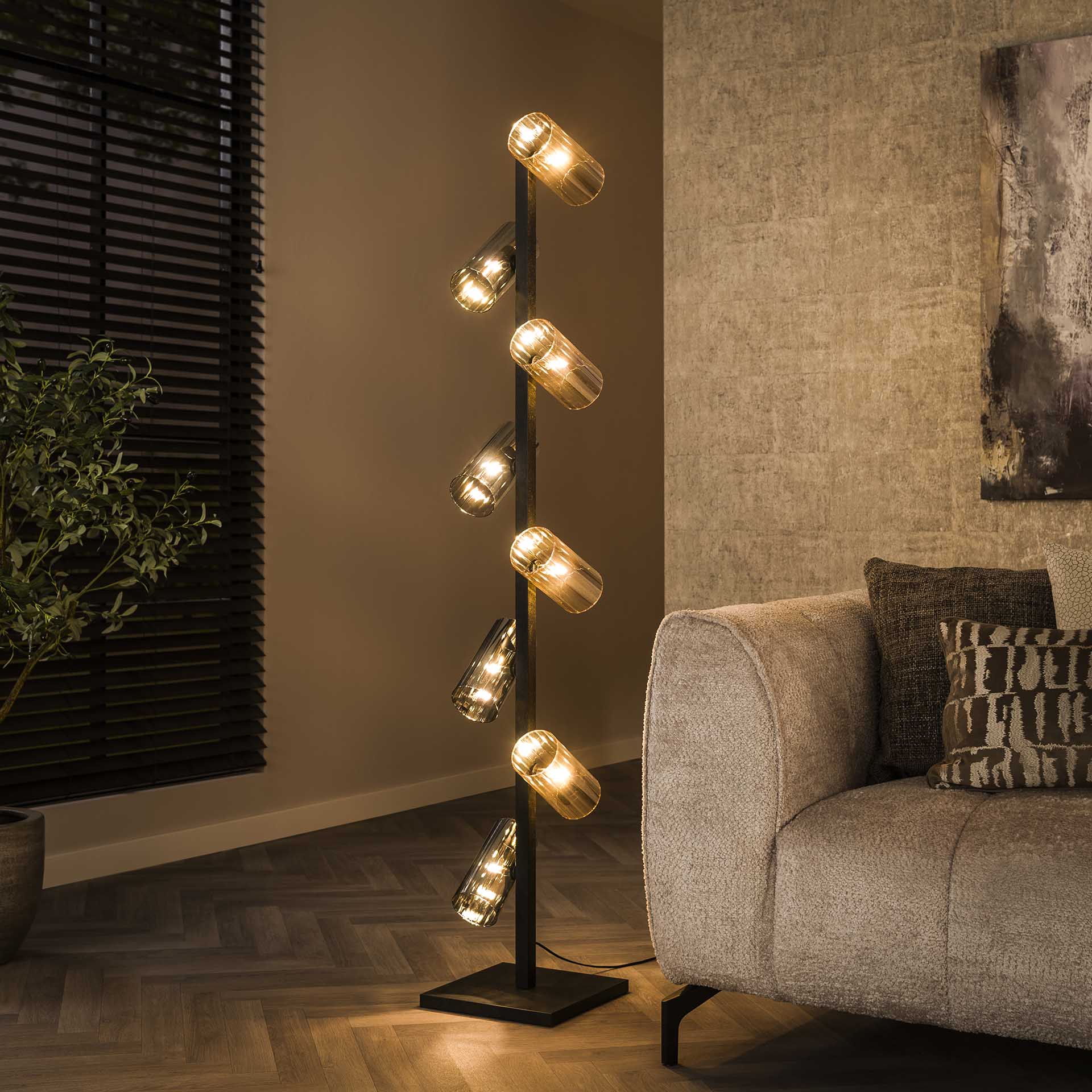 Vloerlamp Cilinderglas - 8 Lichten