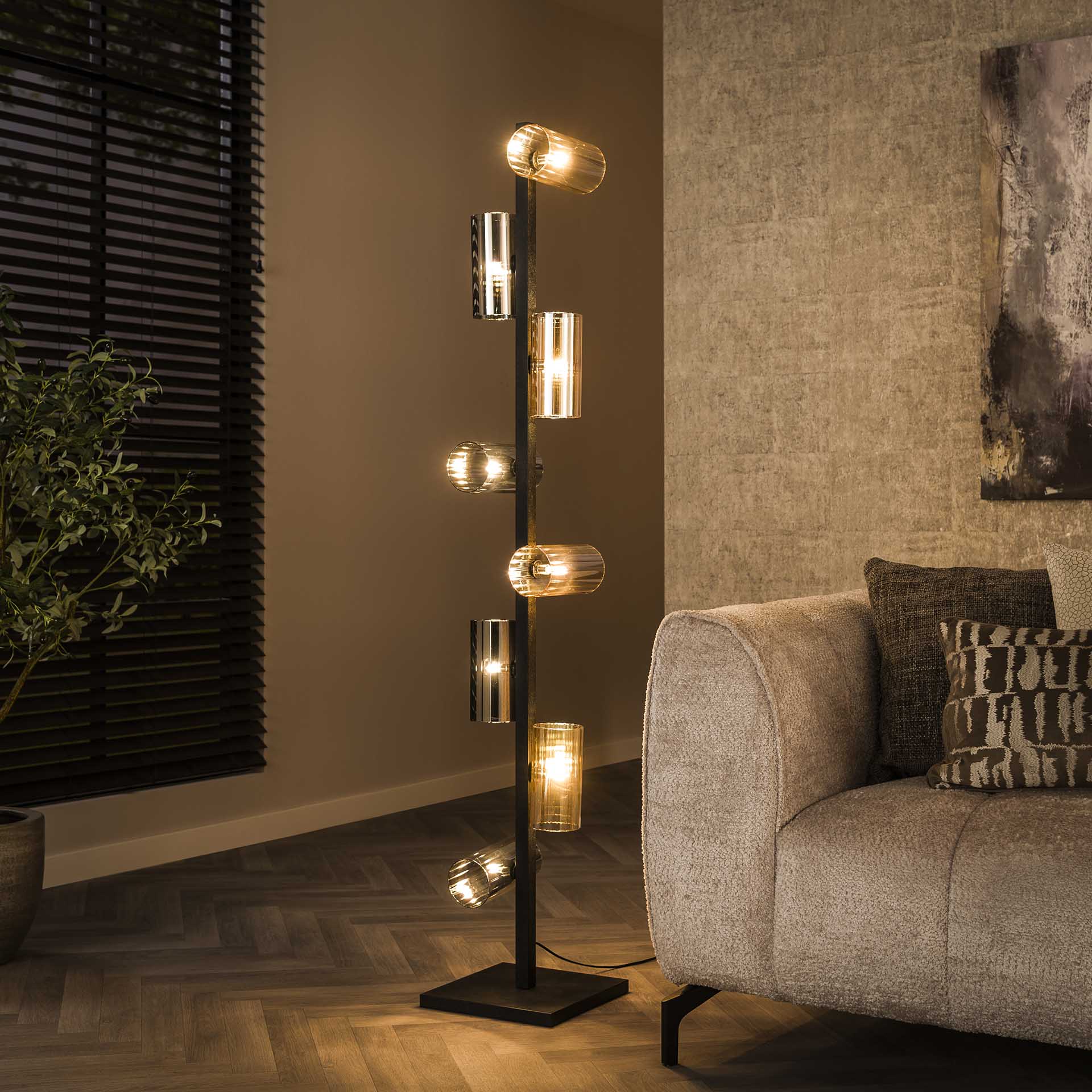 Vloerlamp Cilinderglas - 8 Lichten