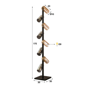 Vloerlamp Cilinderglas - 8 Lichten