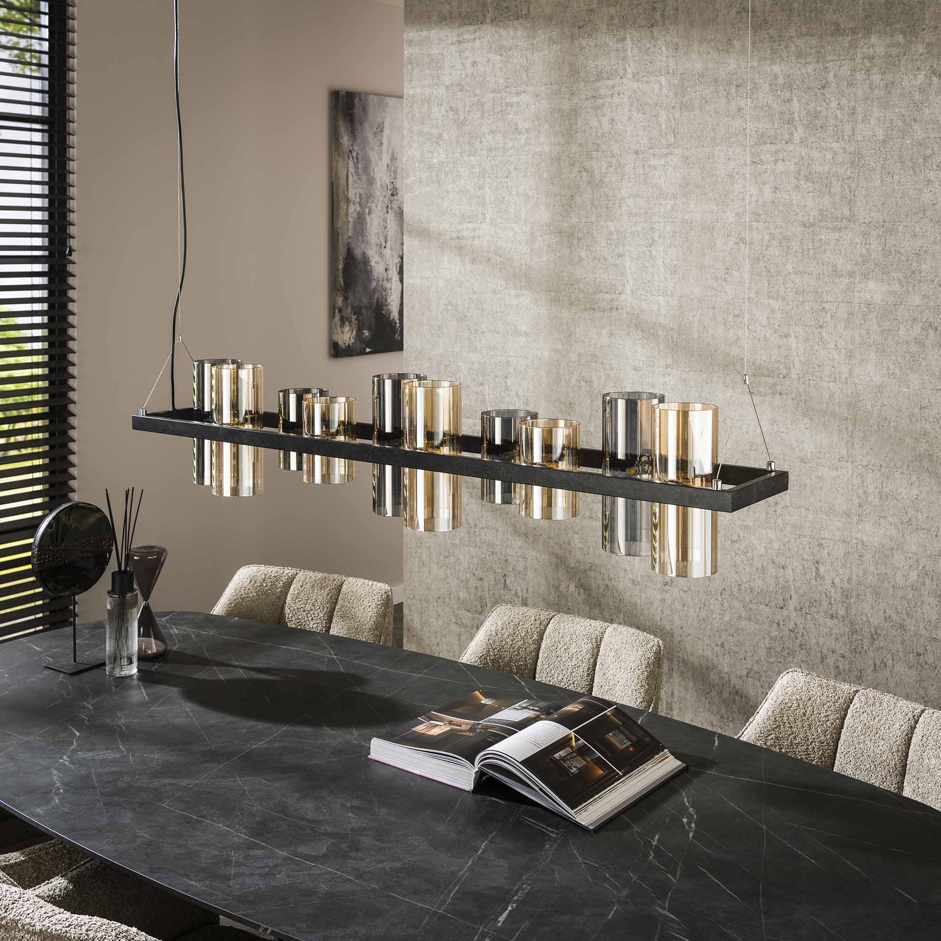 Hanglamp met 10 glazen cilinders