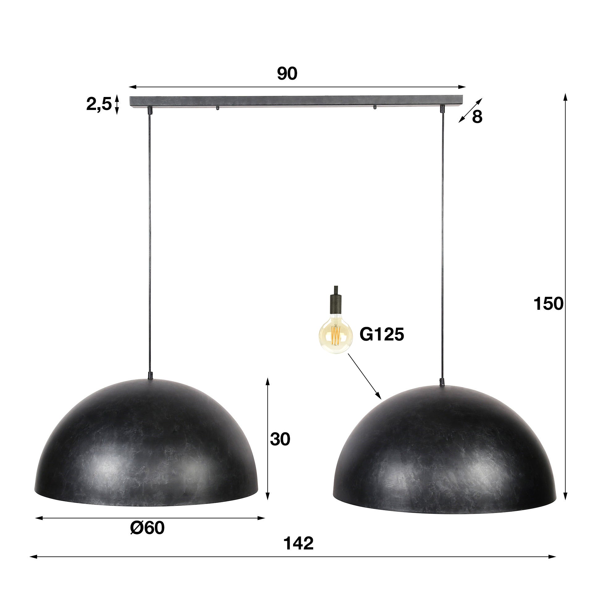 Hanglamp Dome - Verstelbare Dubbele Kap