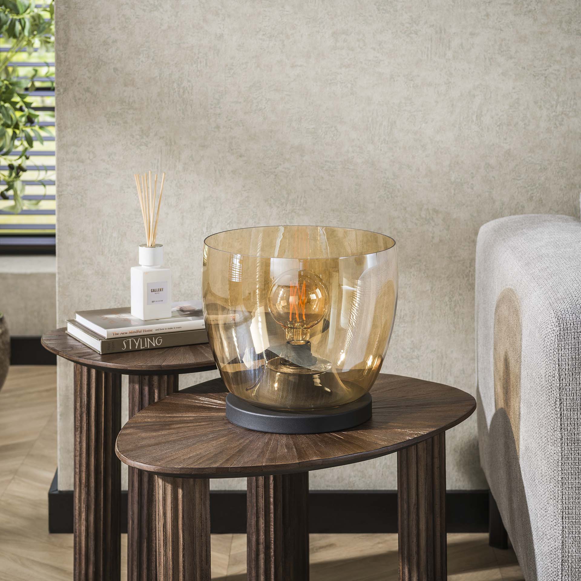 Vloerlamp Amberkleurig Glas