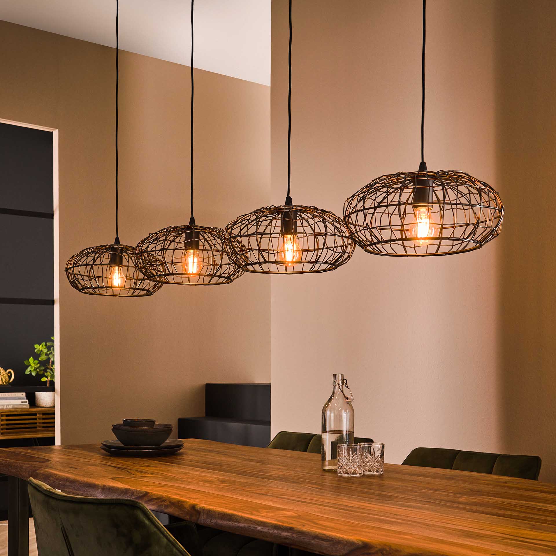 Hanglamp 4L zwartbruin