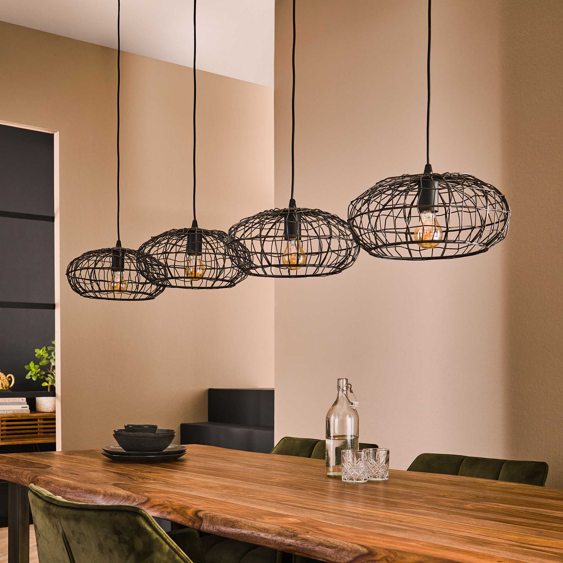 Hanglamp 4L zwartbruin
