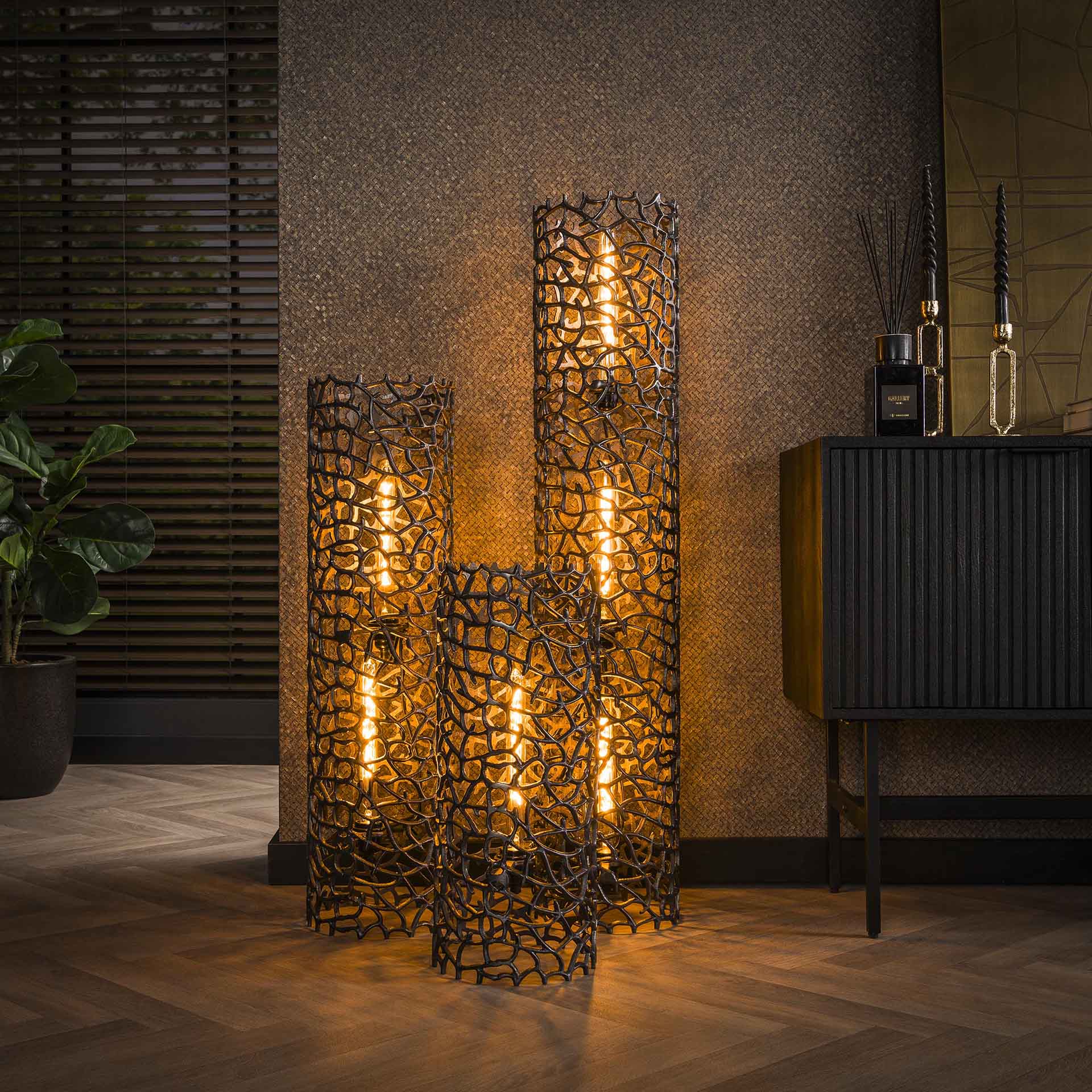 Vloerlamp Zwart-Nikkel - 25x25x122 cm