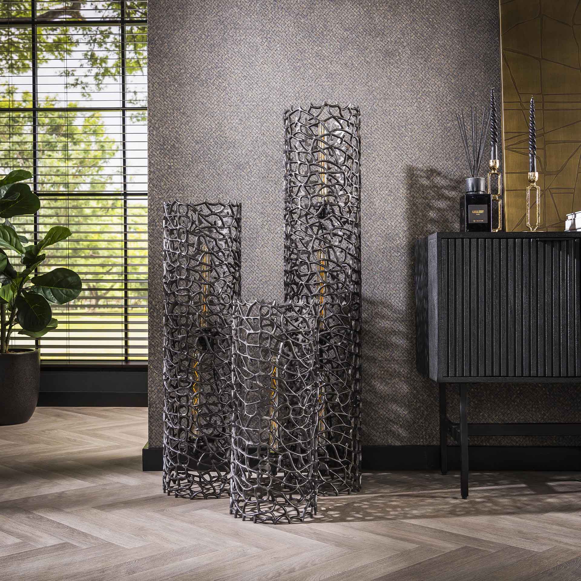 Vloerlamp Zwart-Nikkel - 25x25x122 cm