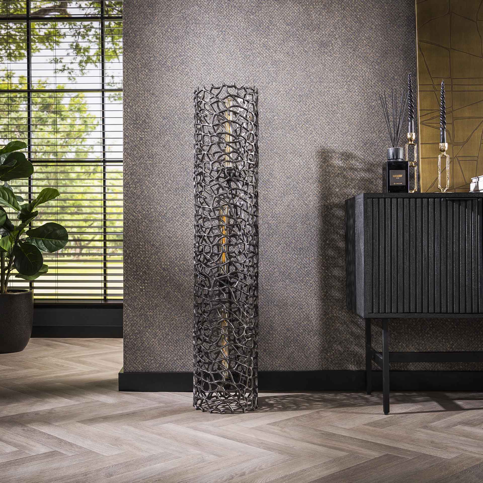 Vloerlamp Zwart-Nikkel - 25x25x122 cm