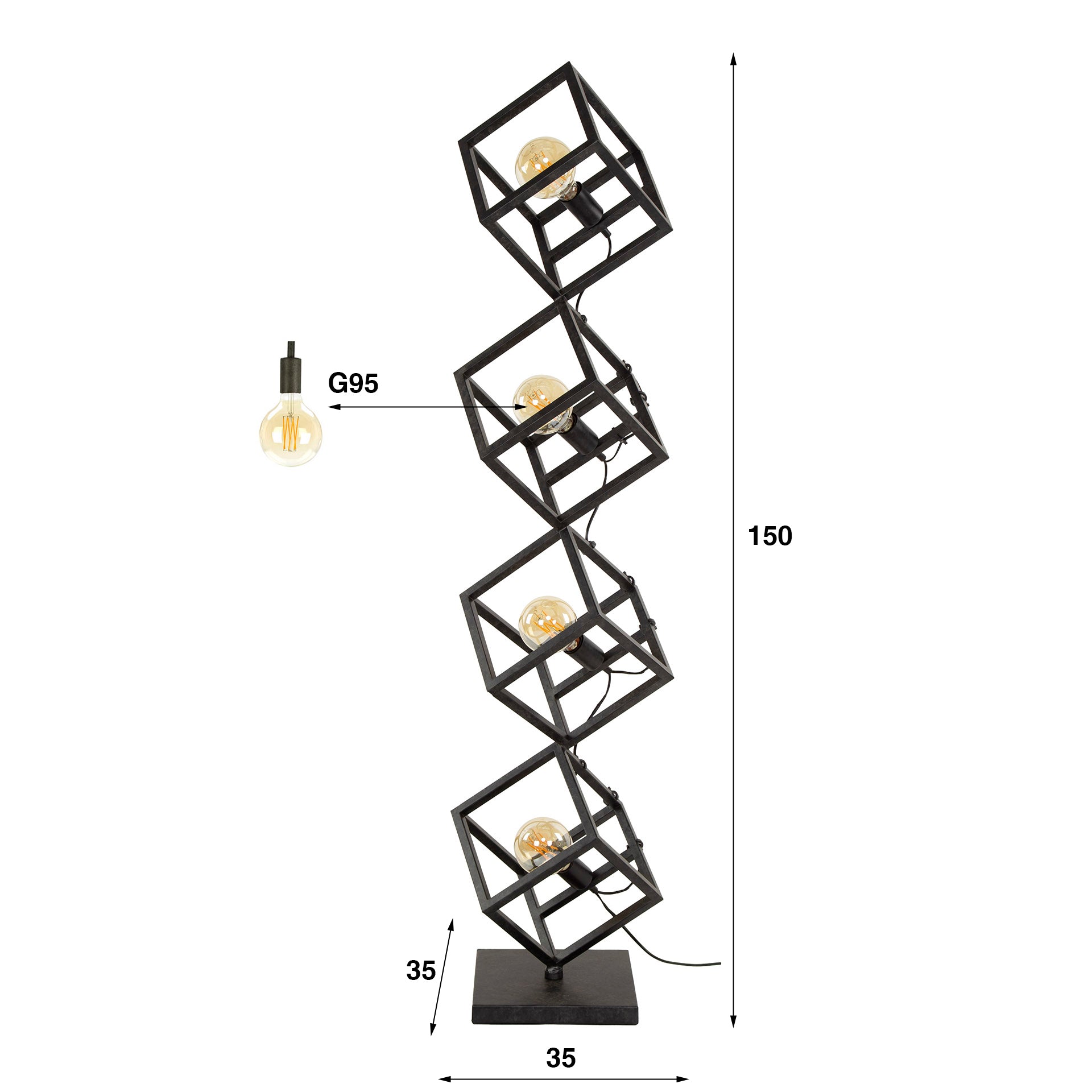 Vloerlamp Kubus Charcoal