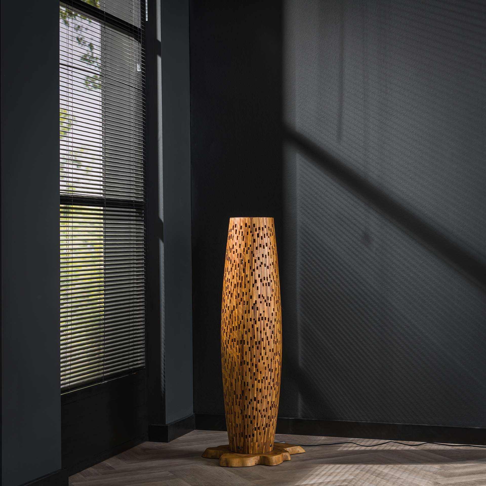 Vloerlamp massief gerecycled teakhout