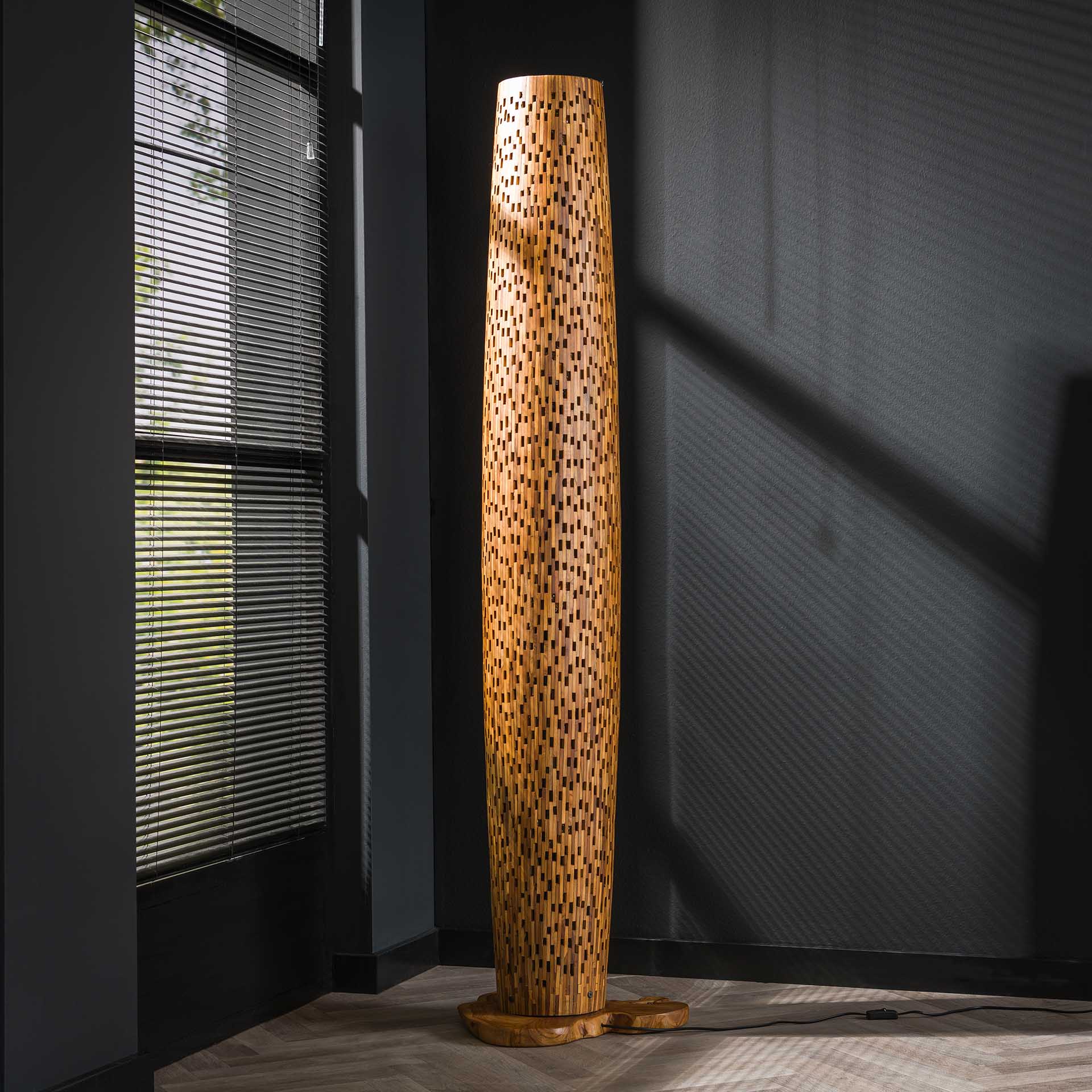 Vloerlamp gerecycled teakhout