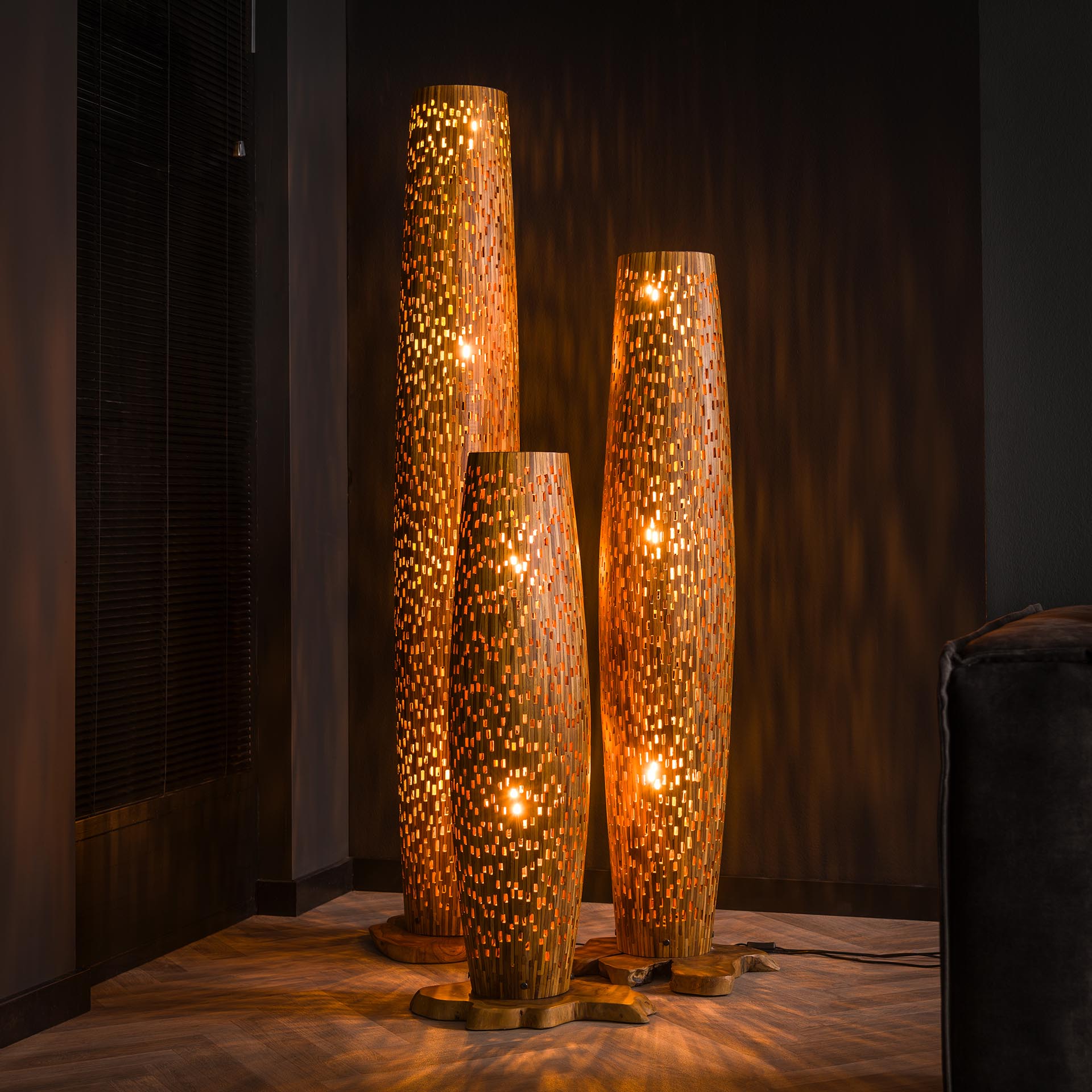 Vloerlamp gerecycled teakhout