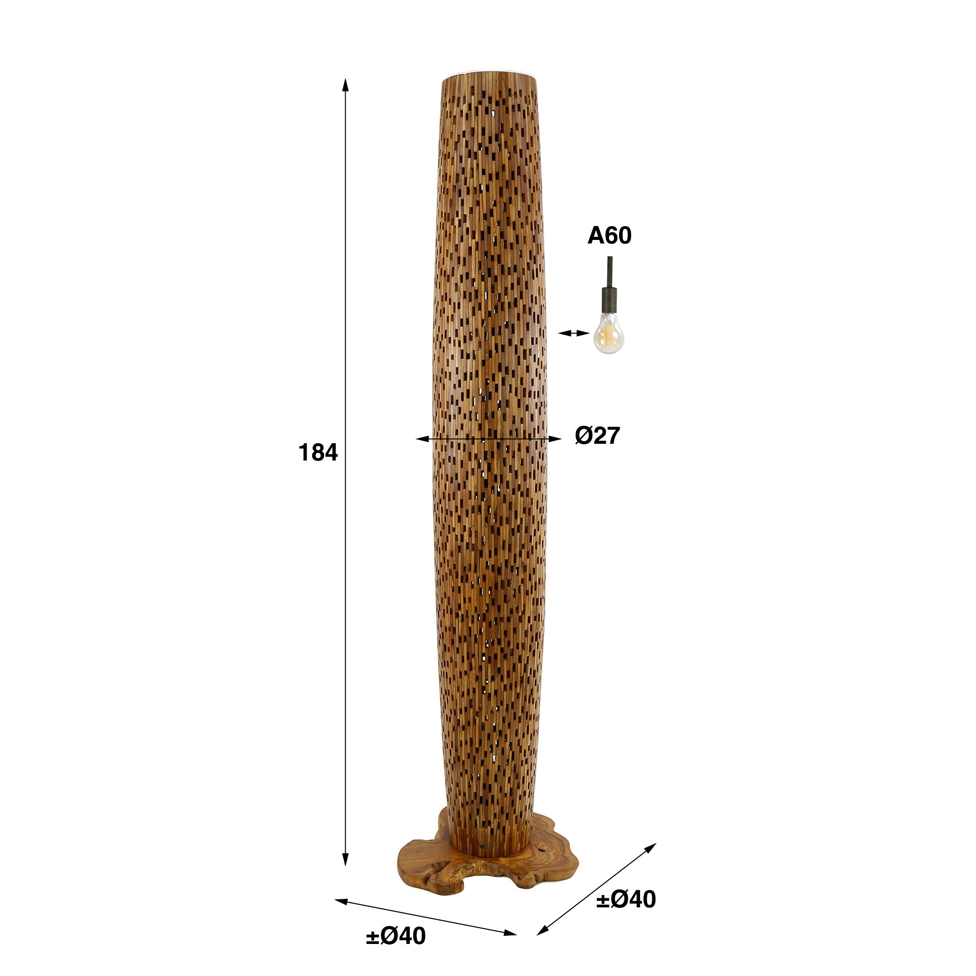 Vloerlamp gerecycled teakhout