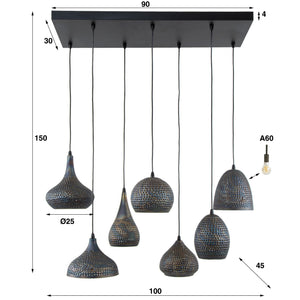 Hanglamp 7L met verstelbare lampenkappen