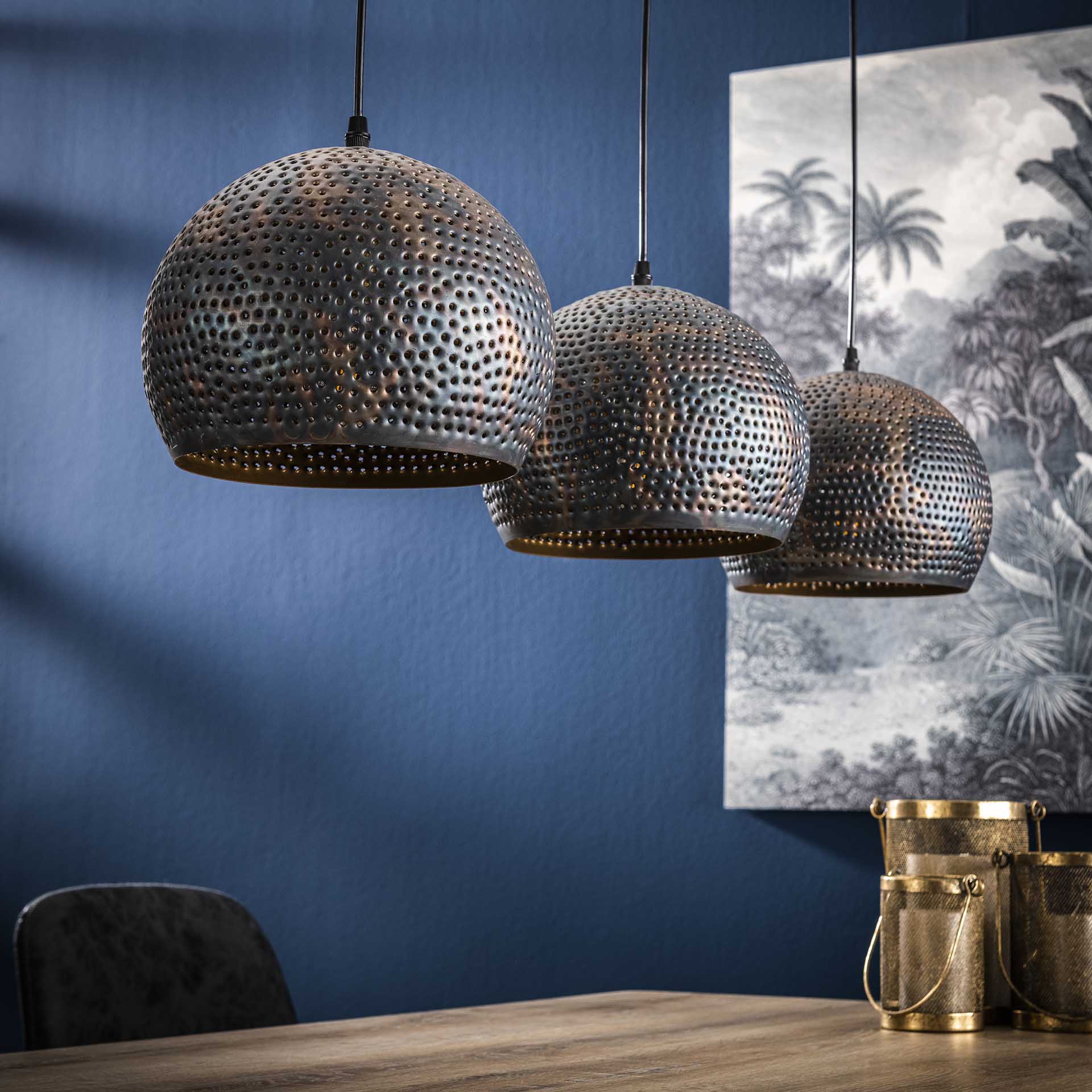 Hanglamp 3L met bolvormige kappen