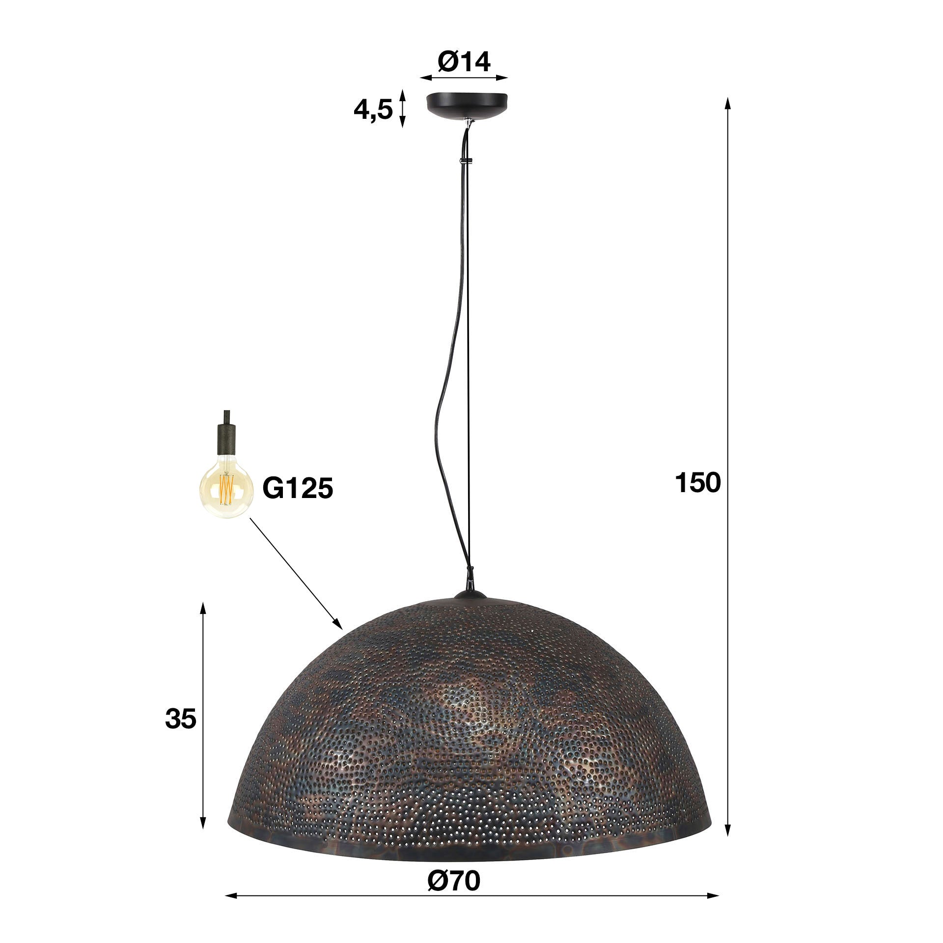 Hanglamp met Perforaties - Zwartbruin