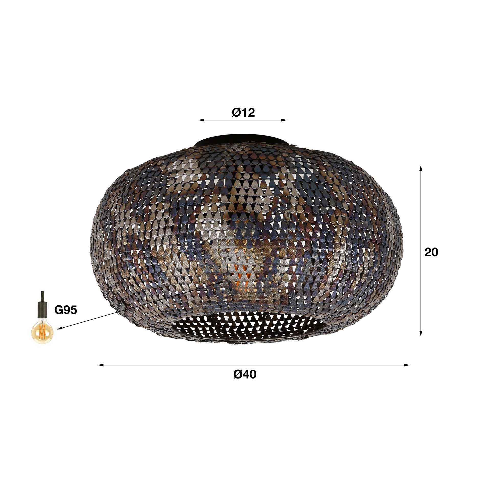 Plafondlamp Burned Finish 40 cm