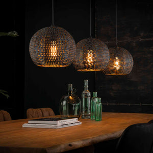 Hanglamp 3L rond burnt finish