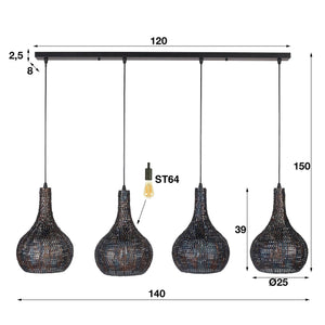 Hanglamp 4L kegelvormig