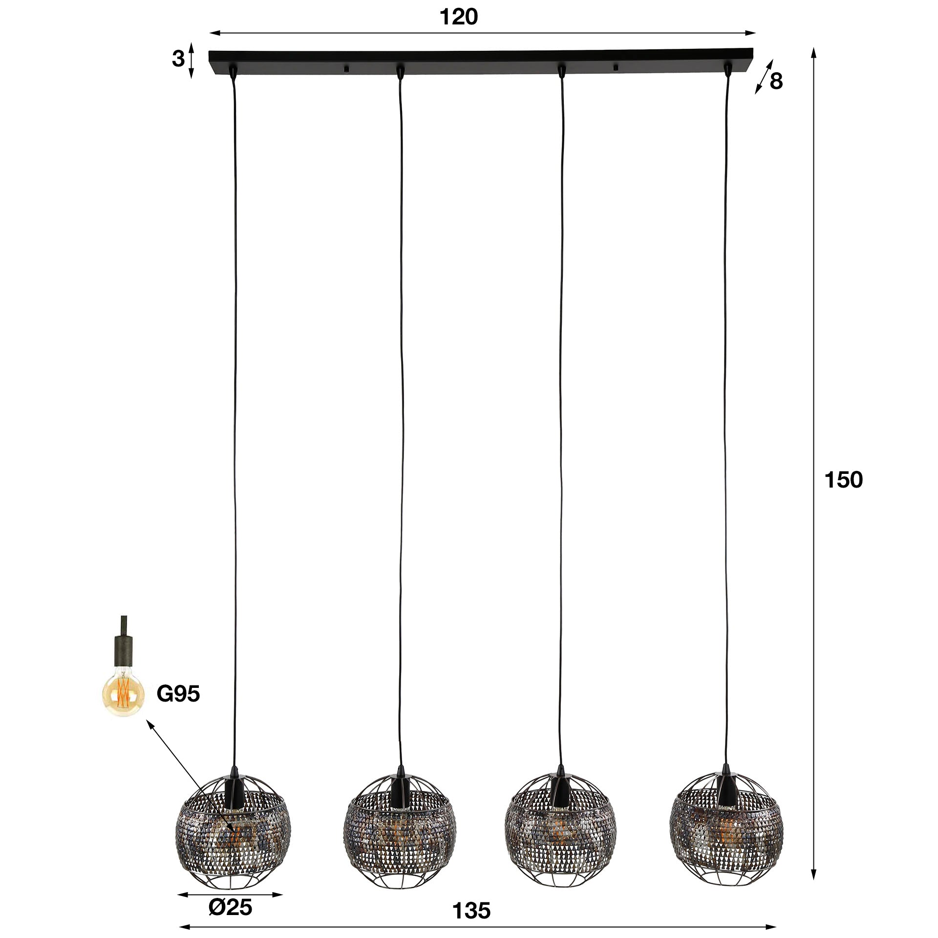 Hanglamp Vierkante Kappen