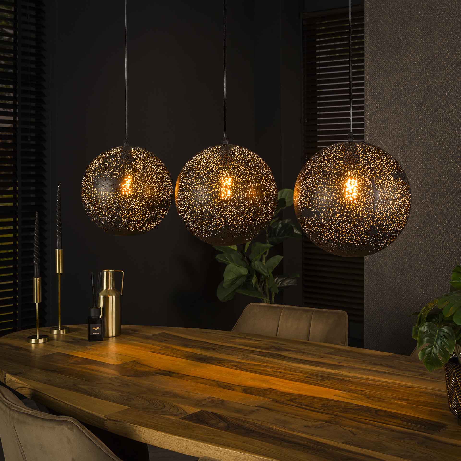 Hanglamp Mat Artic Zwart - 3 Lampschermen