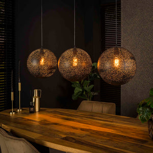 Hanglamp Mat Artic Zwart - 3 Lampschermen