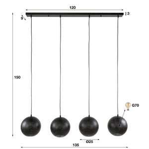 Hanglamp met vier lampenkappen