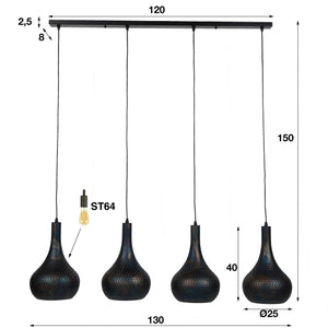 Hanglamp 4L met kegelvormige lampenkappen