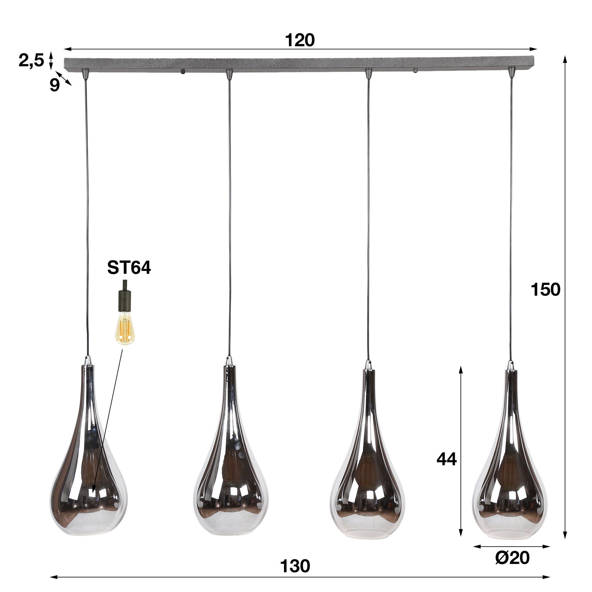 Hanglamp Silver Drop