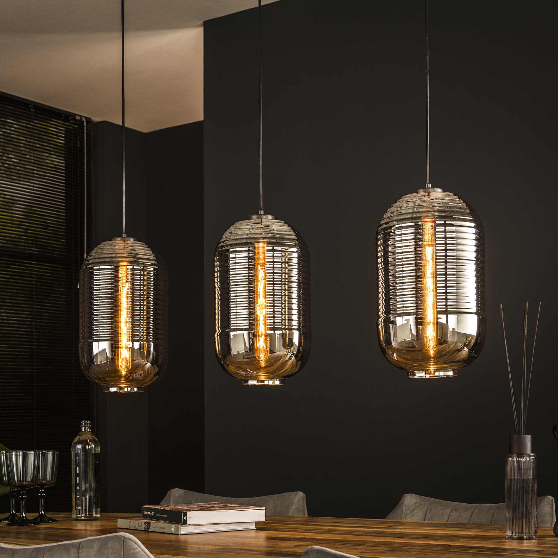 Hanglamp 3L Chroomglas