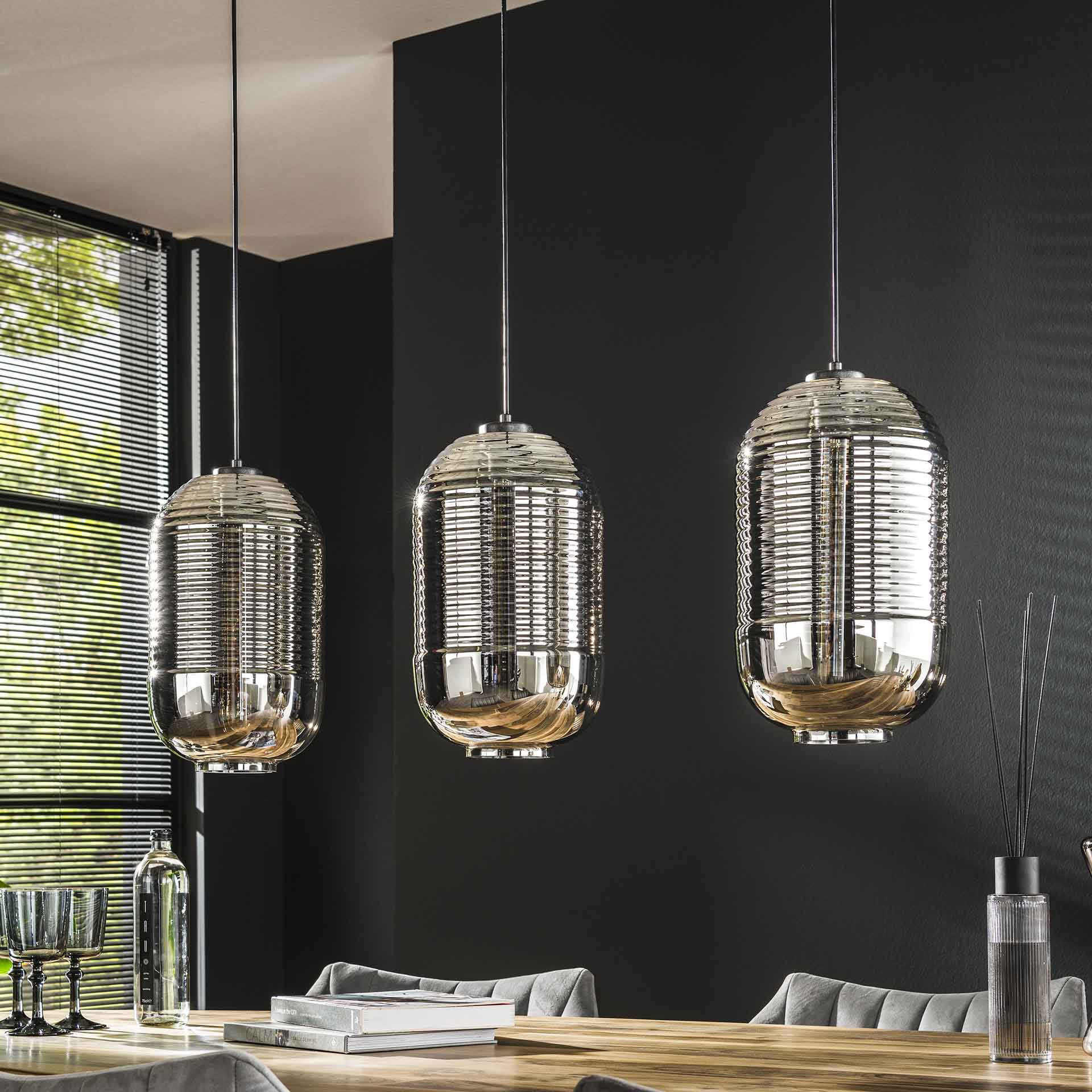 Hanglamp 3L Chroomglas
