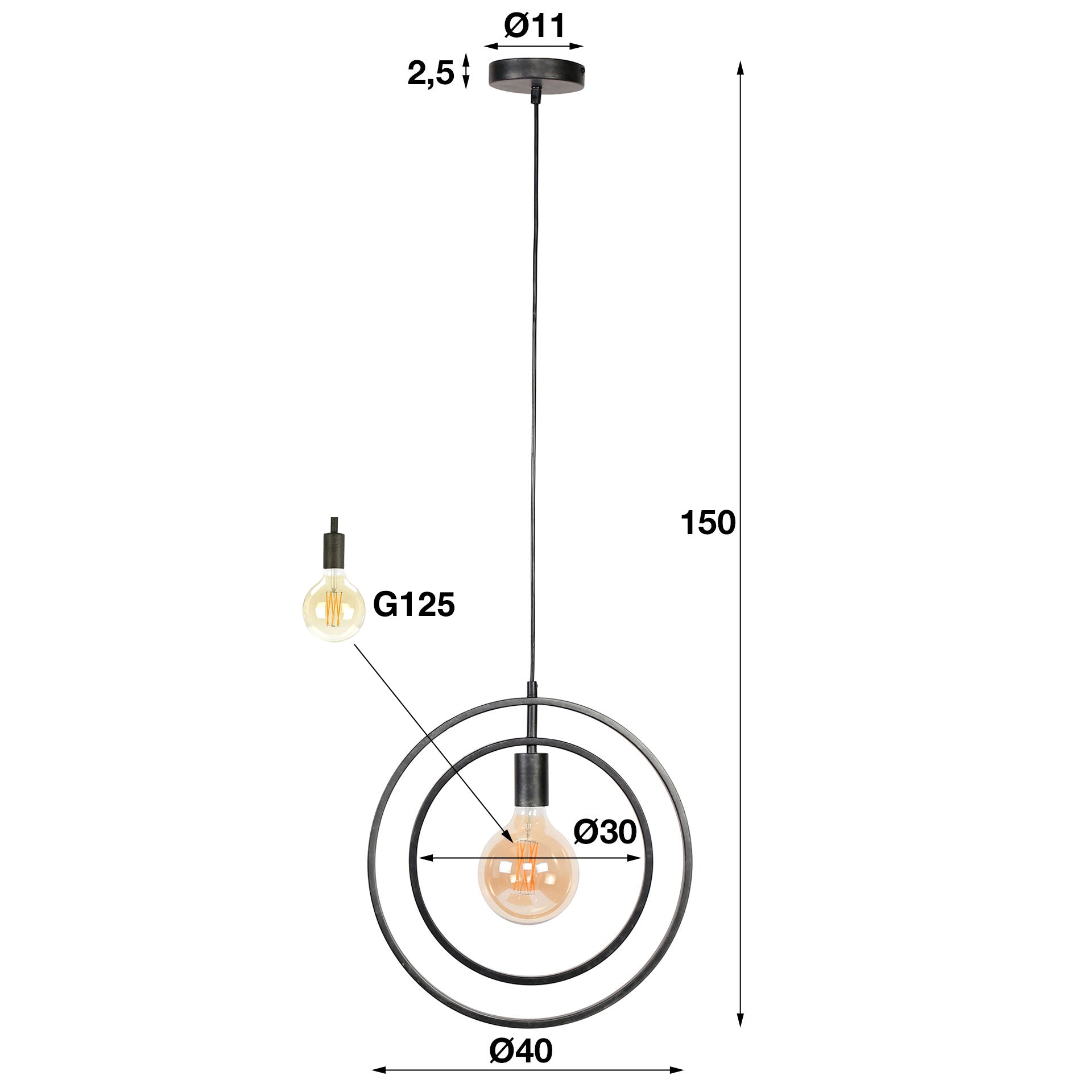 Hanglamp Turn Around Charcoal