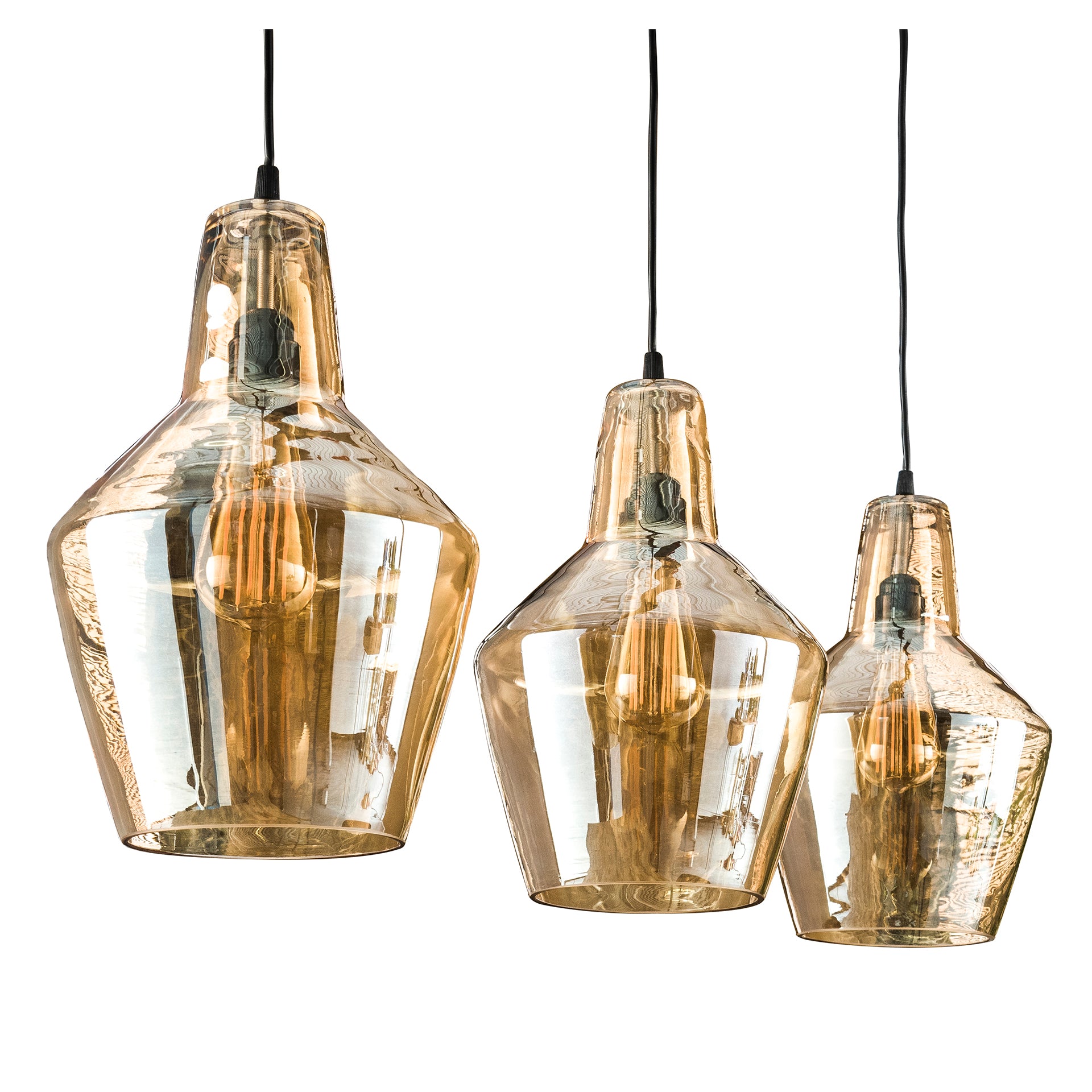 Hanglamp 3L Kegelvormig Amber
