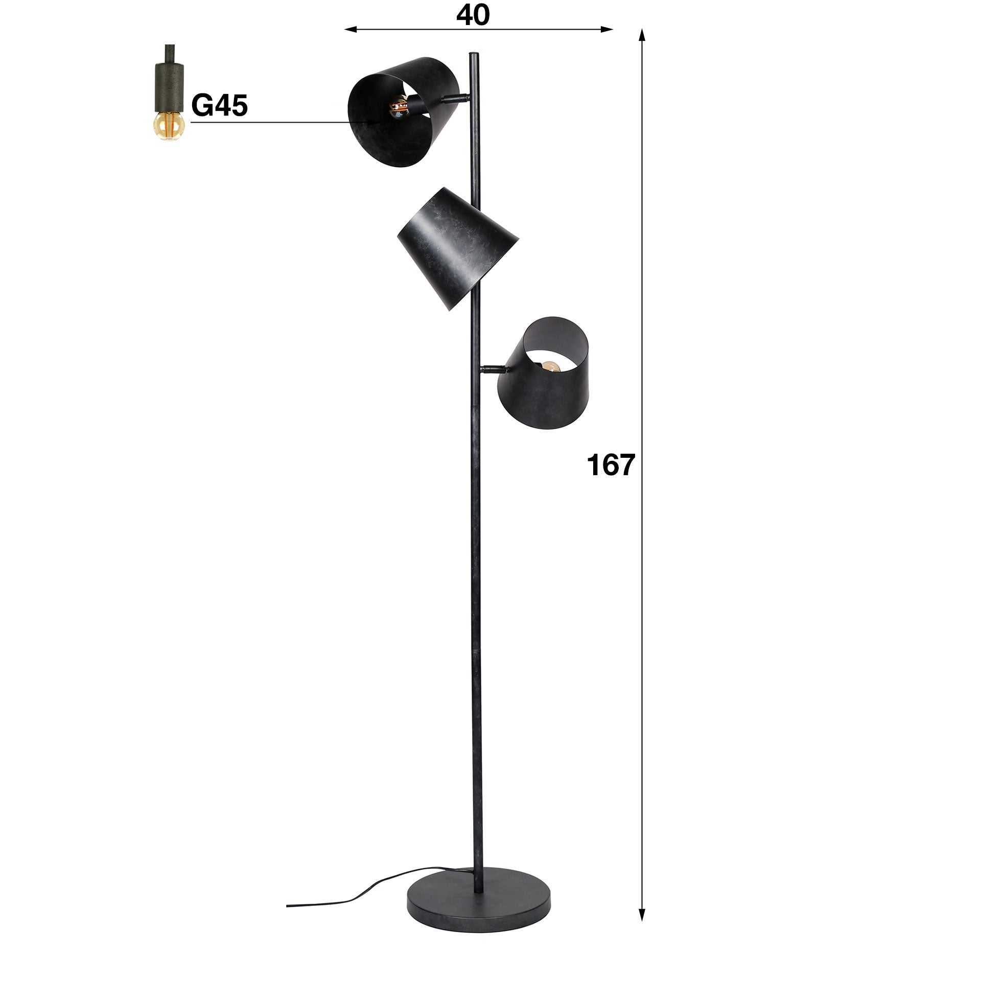 Vloerlamp 3L Charcoal