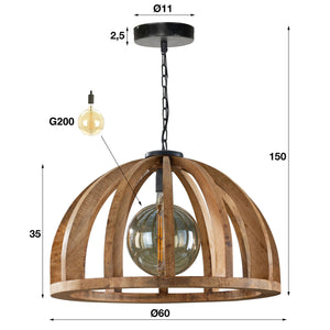 Hanglamp Mangohout - Verstelbaar Tot 150 cm