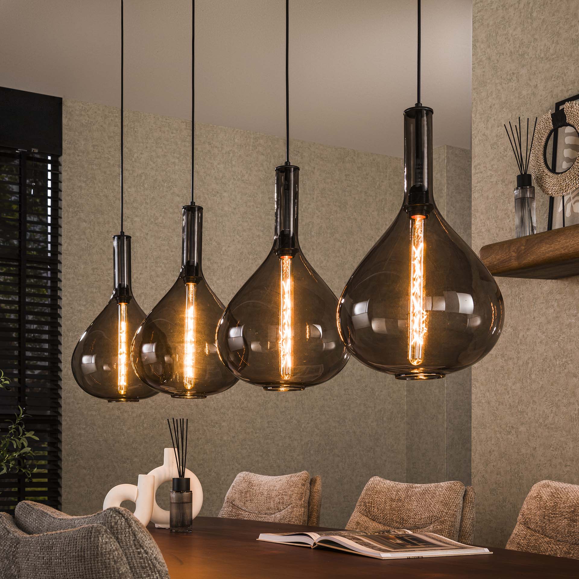 Hanglamp 4L Smoke Glass