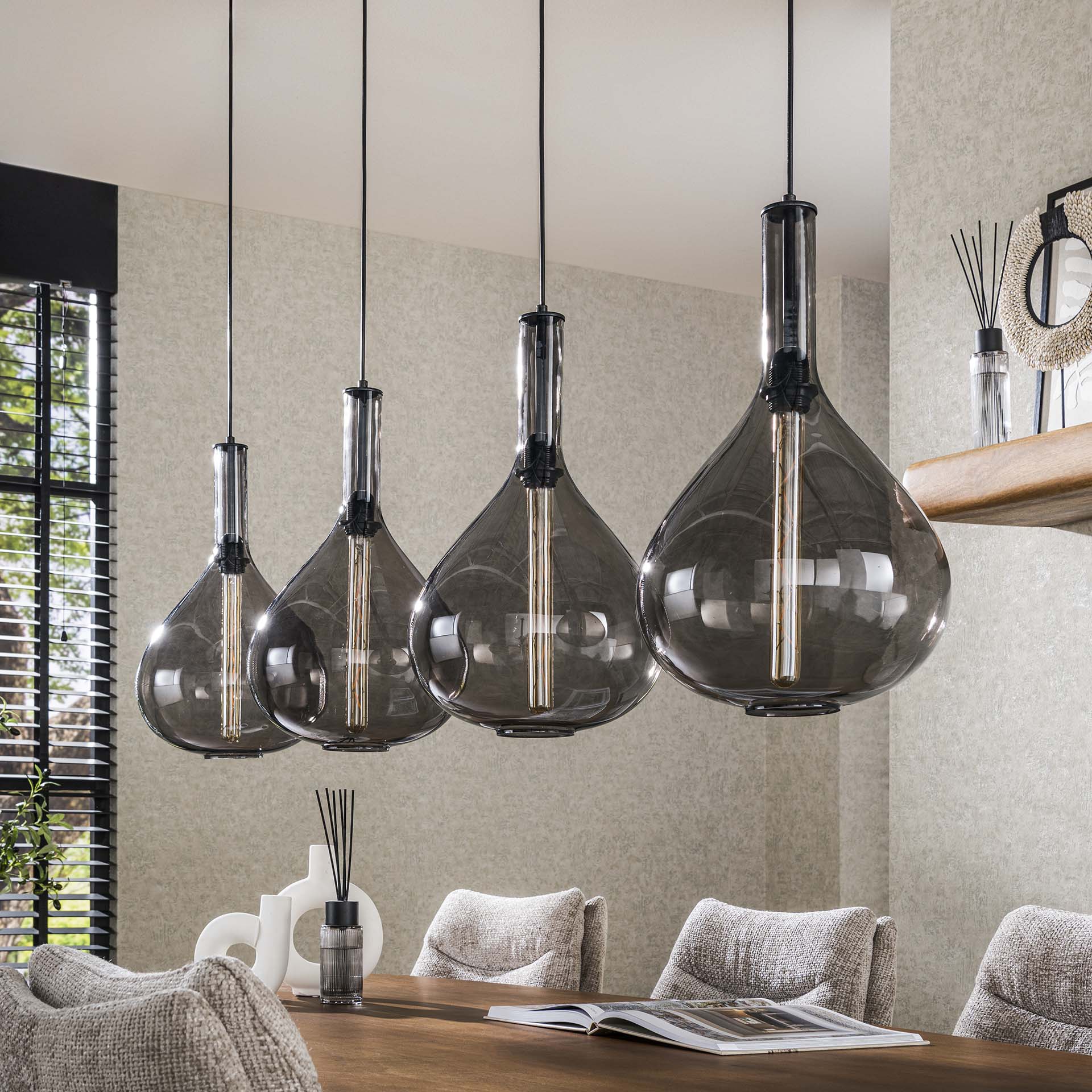 Hanglamp 4L Smoke Glass