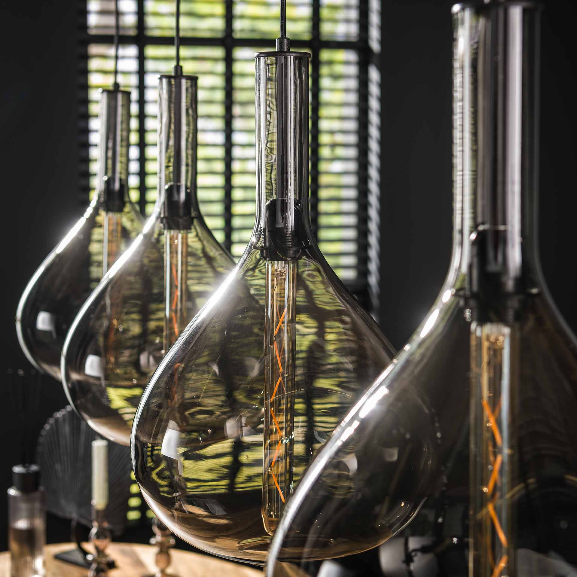 Hanglamp 4L Smoke Glass