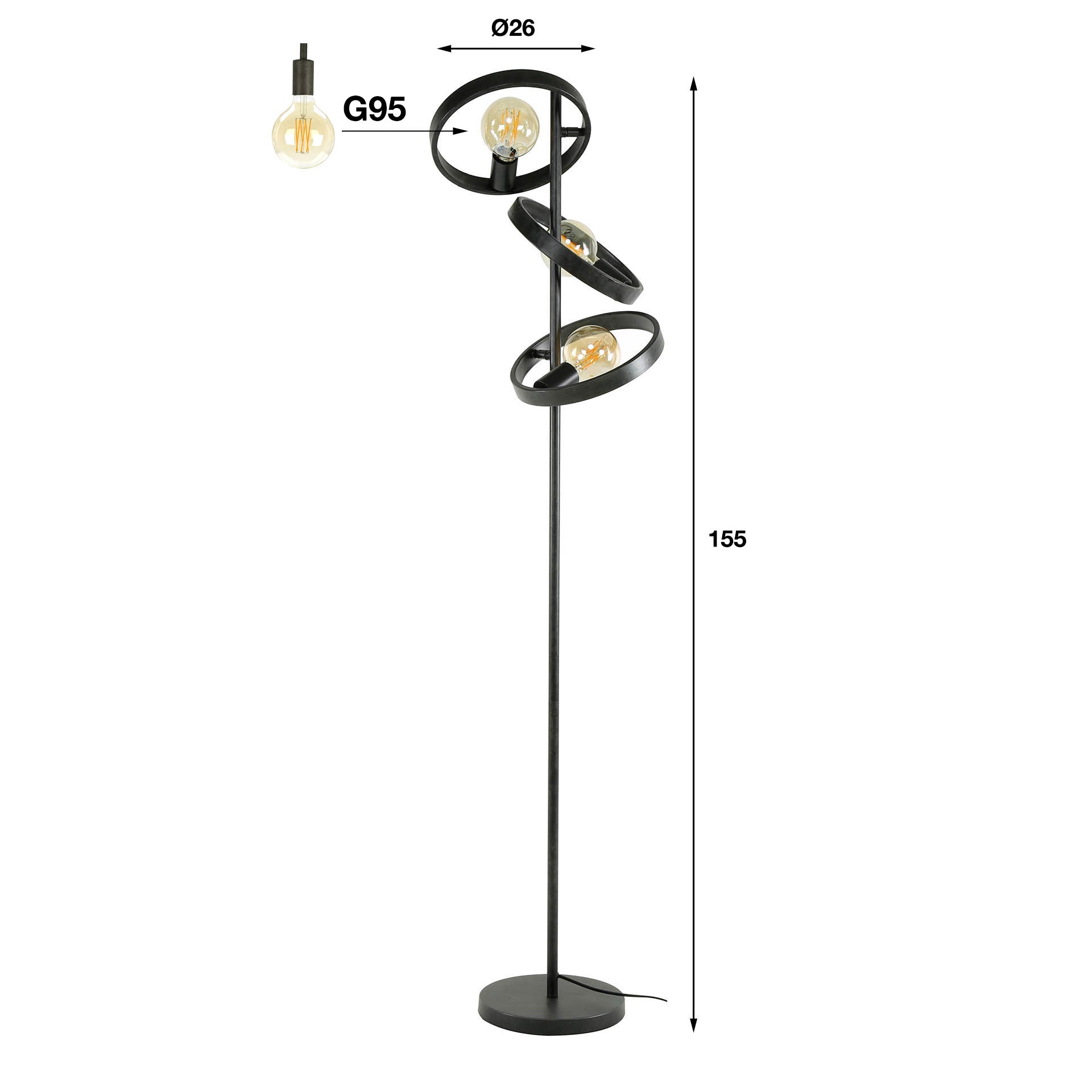 Vloerlamp Hover - 3 Lichts charcoal